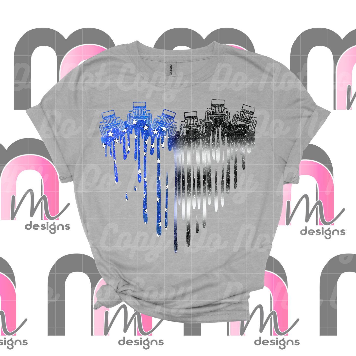 Blue Line Jeep Glitter PNG