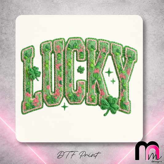 Lucky Pink & Green Knit DTF
