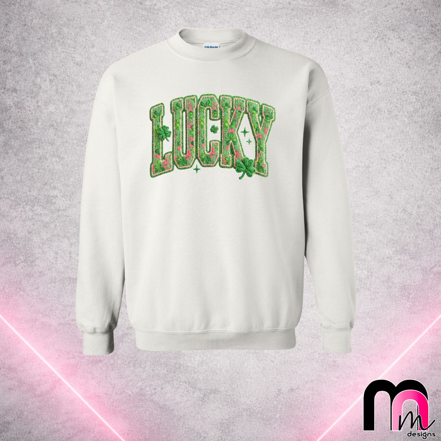 Lucky Pink & Green Knit DTF
